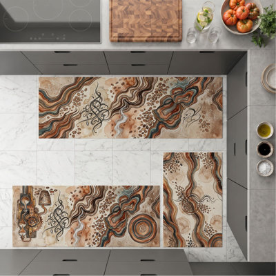 Abstract Waves Non-Slip Washable Kitchen Mats