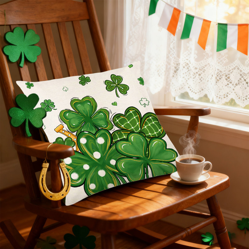 St. Patrick's Day Pillow Covers For Living Room Couch Bed Headrest Cushions, C