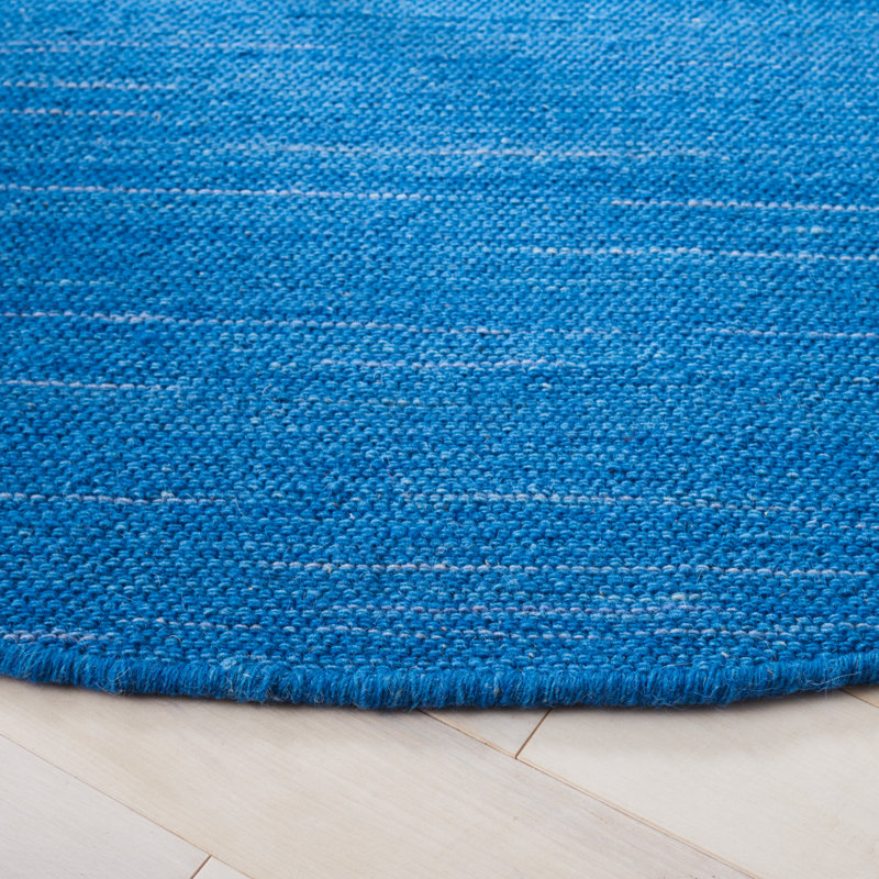 Blue Flatweave Handmade Wool Area Rug, 5' x 8'