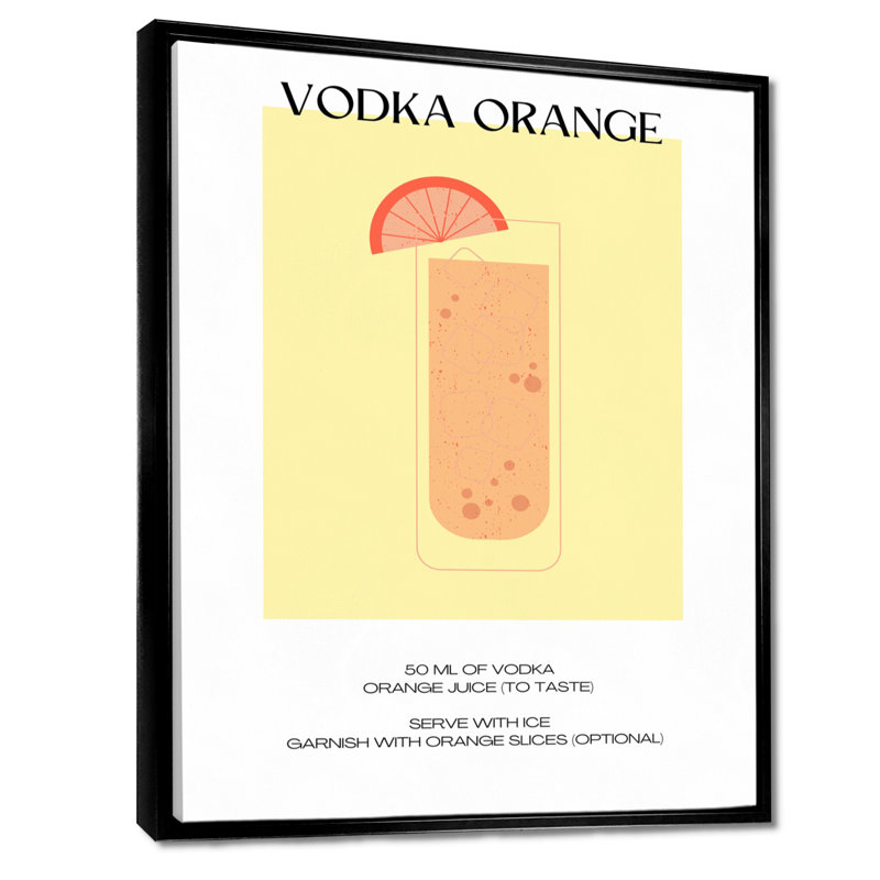 «Vodka Orange Punch Party», impression d'art mural, Cadre flottant noir, H 20 po x l 12 po