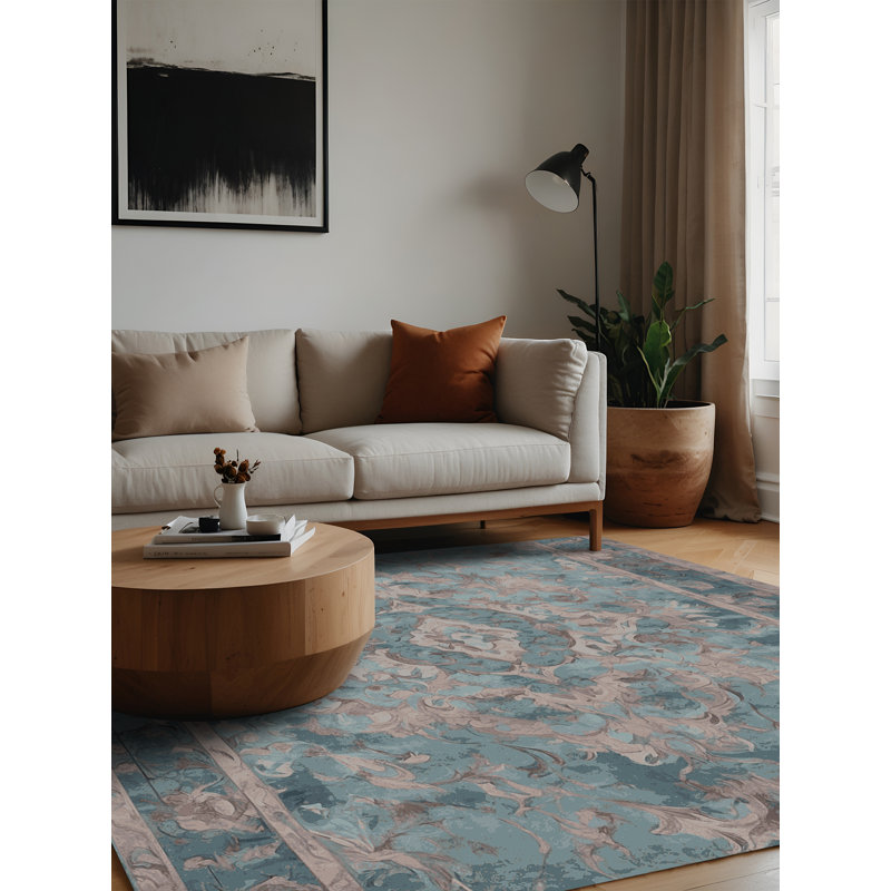 Machine Washable Gray Area Rug, Square 5'