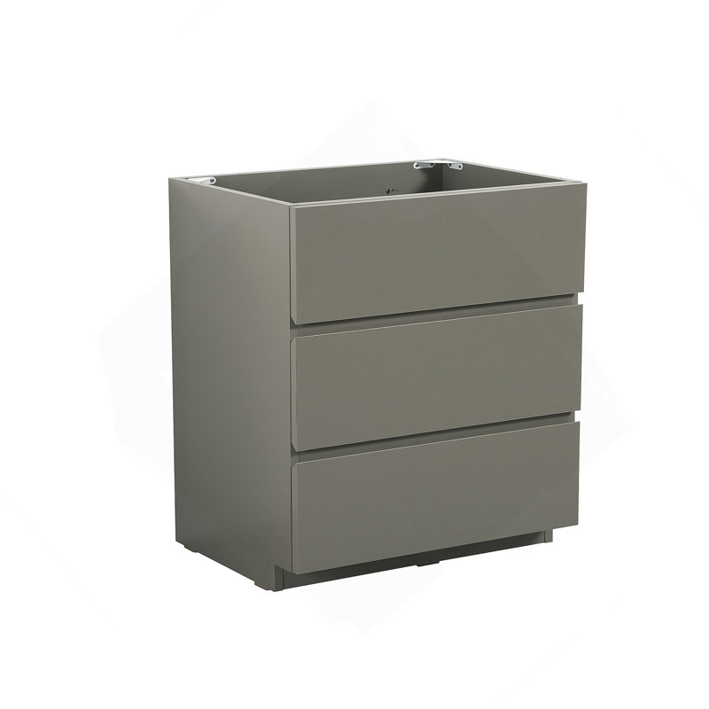 Armoire de plancher SANS lavabo, couleur grise, avec trois tiroirs