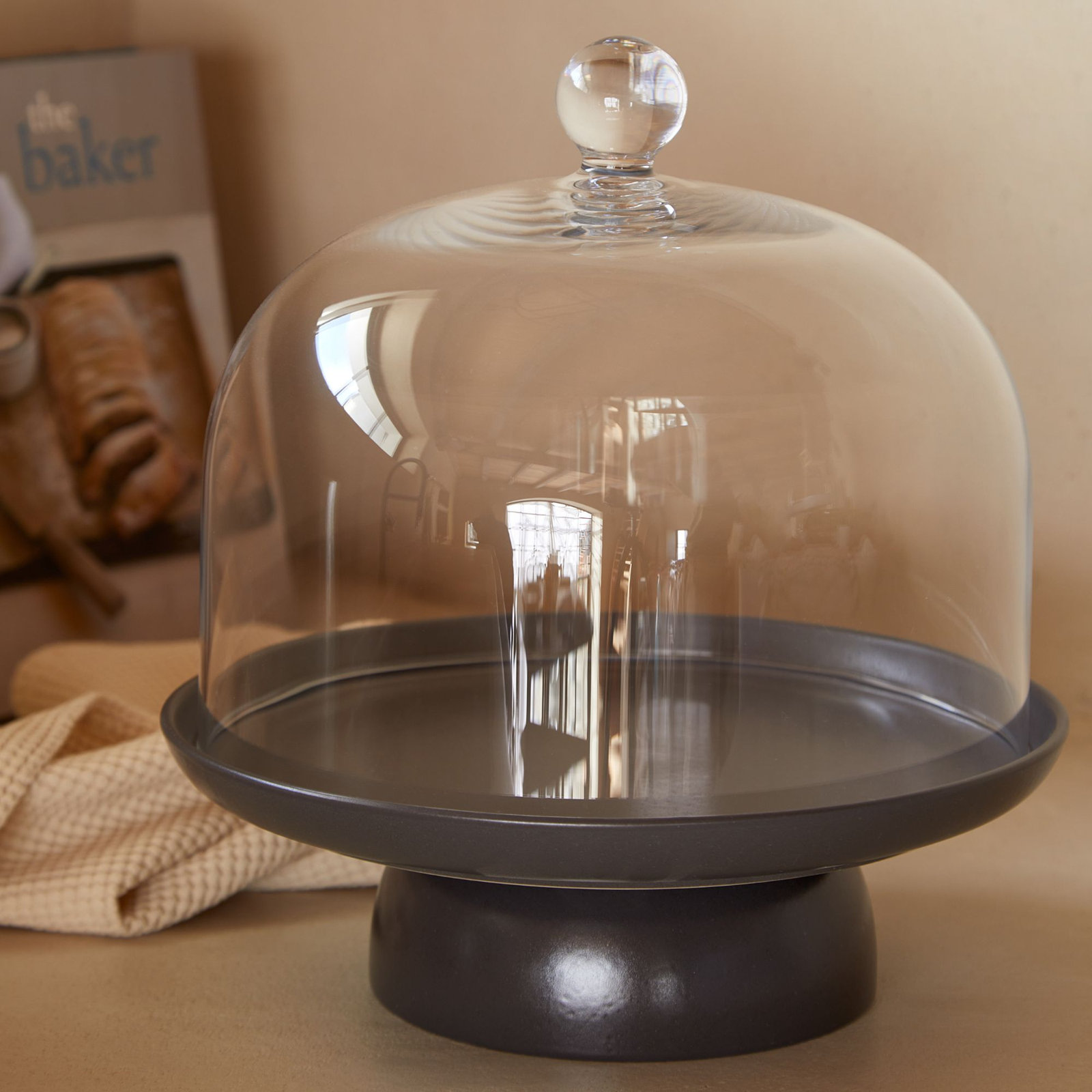 Casafina Pacifica Stoneware Cake Stand, Seed Gray