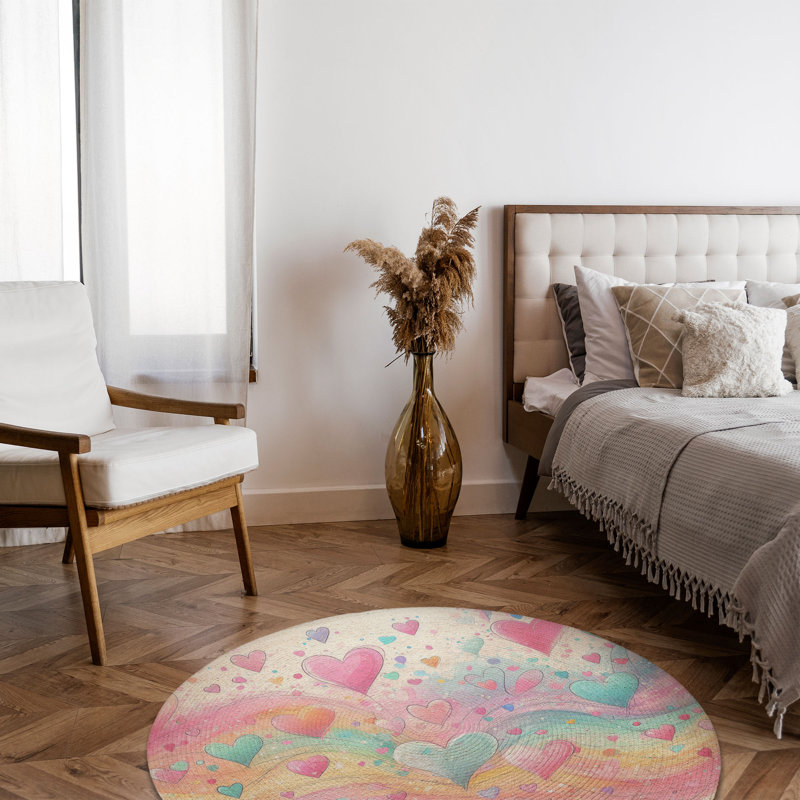 Tapis tressé Painted Love Sprays, Rond 5 pi