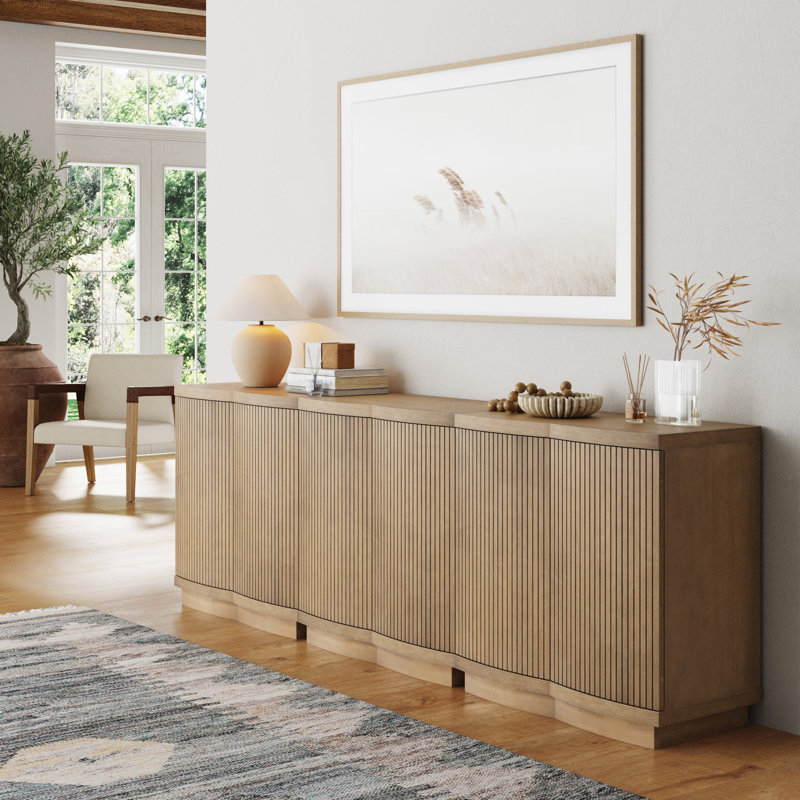 Armoire ou meuble télé de style Mid-Century moderne avec base en bois massif