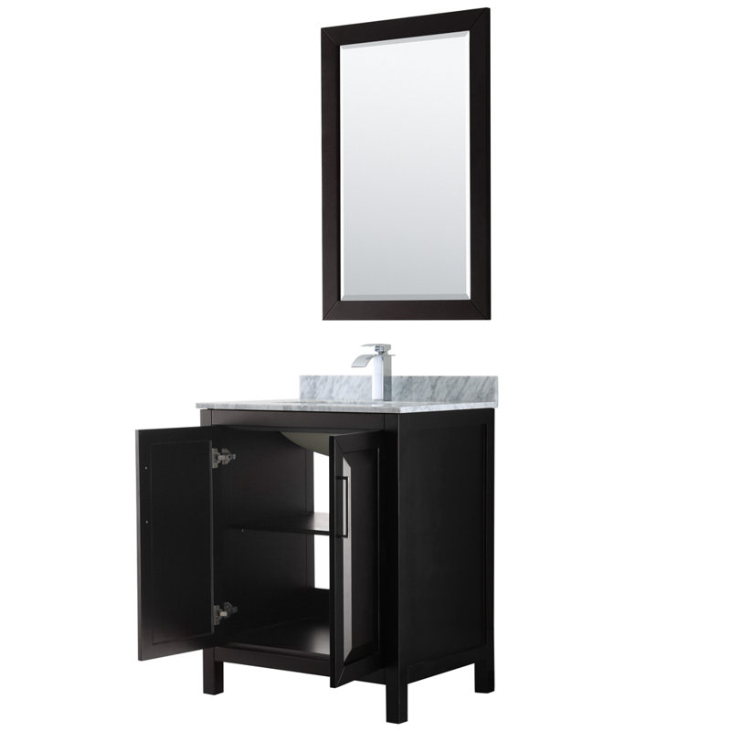 Daria 30'' W Single Vanity, Dark Espresso, Polished Chrome, Carrara Cultured Marble