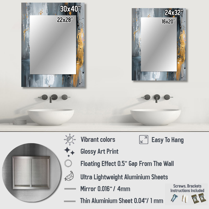 Gold Cheetahs Quick Call Accented With Grey I - Cheetah Mirror, Gold Unique Wall Mirror, Printed Metal Art, 40" x 30"