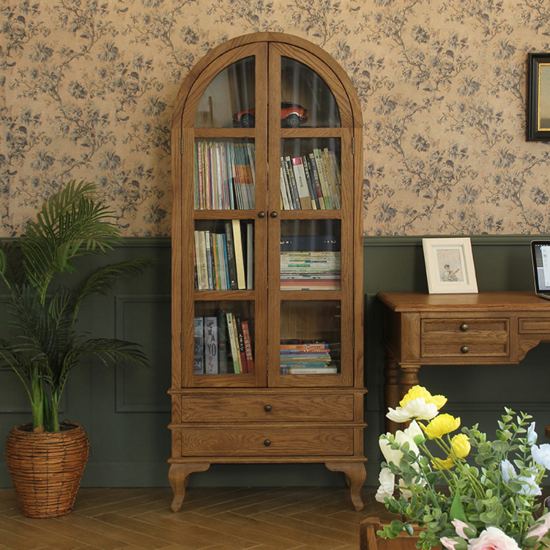 Vitrine arquée au design rétro français, Brun