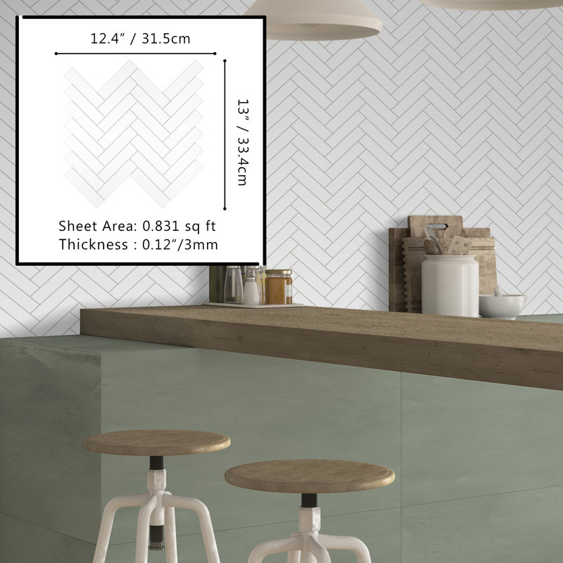 Carrelage mosaïque 12,4 "x 13", Blanc mat