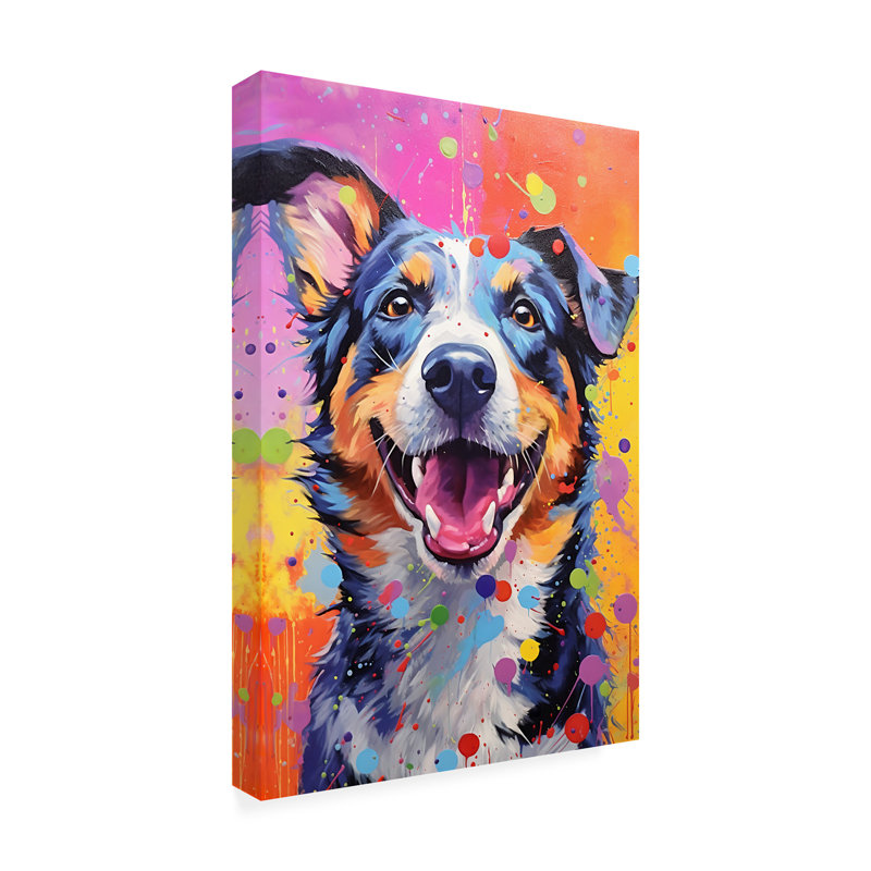 «Animals Happy Dog 12» sur toile par Ray Heere, H 19 po x l 12 po x P 2 po