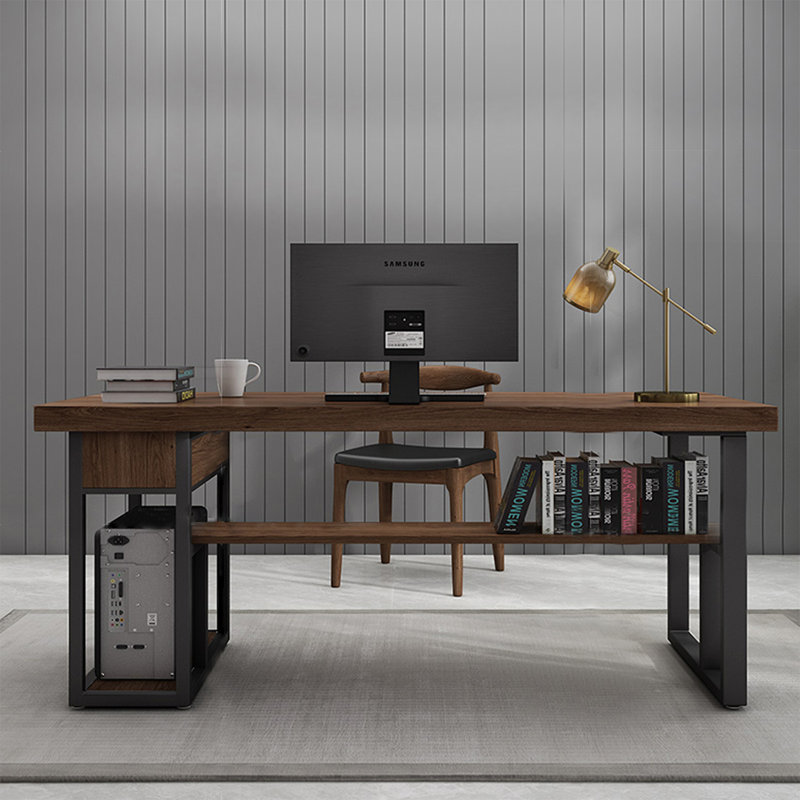 Bureau de direction rectangulaire en bois massif avec tiroirs Nut-brown, H 29,53 po x l 55,12 po x P 23,62 po