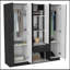 Armoire à six portes Mitu, sept tablettes intérieures, un tiroir, tringle noire / blanche