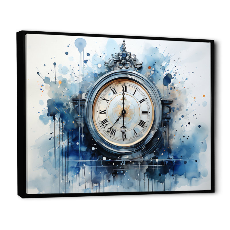 Horloge, art moderne, Cadre flottant noir, H 30 po x l 40 po x P 1,5 po