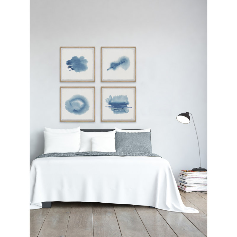 Incroyable encre bleue par Marmont Hill - ensemble de 4 reproductions de cadres photo simples, H 12 po x l 12 po