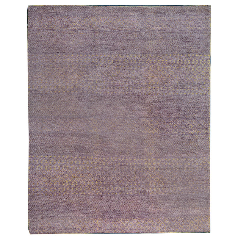 Wool Area Rug in Purple/Gold, Rectangle 8' x 10'
