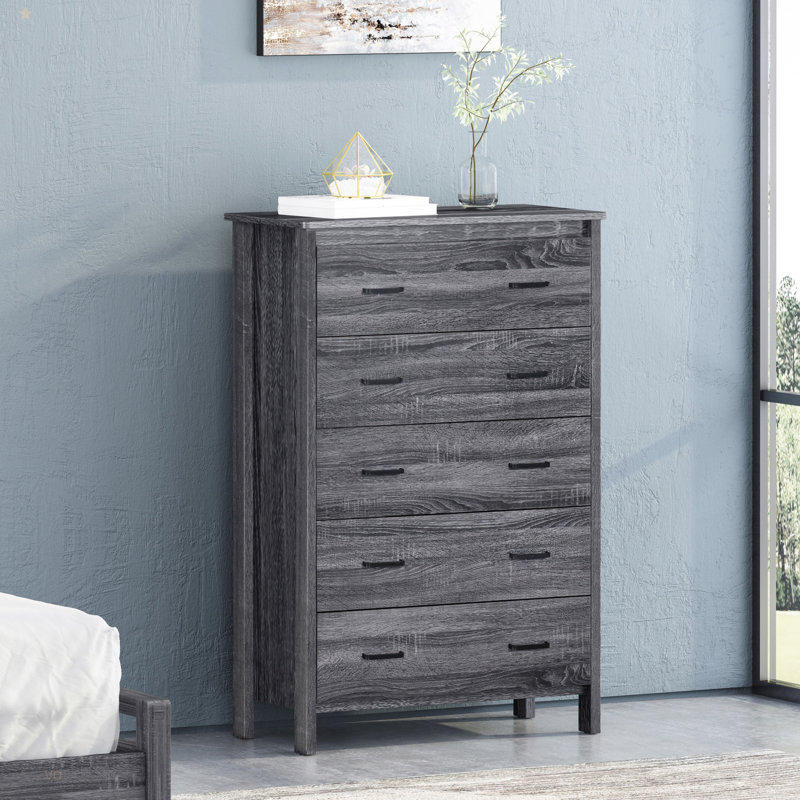 Commode 5 tiroirs Toolless, Gris foncé