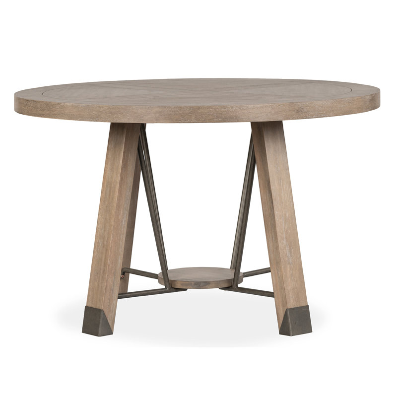 Delacruz Acacia Round Solid Wood Base Dining Table