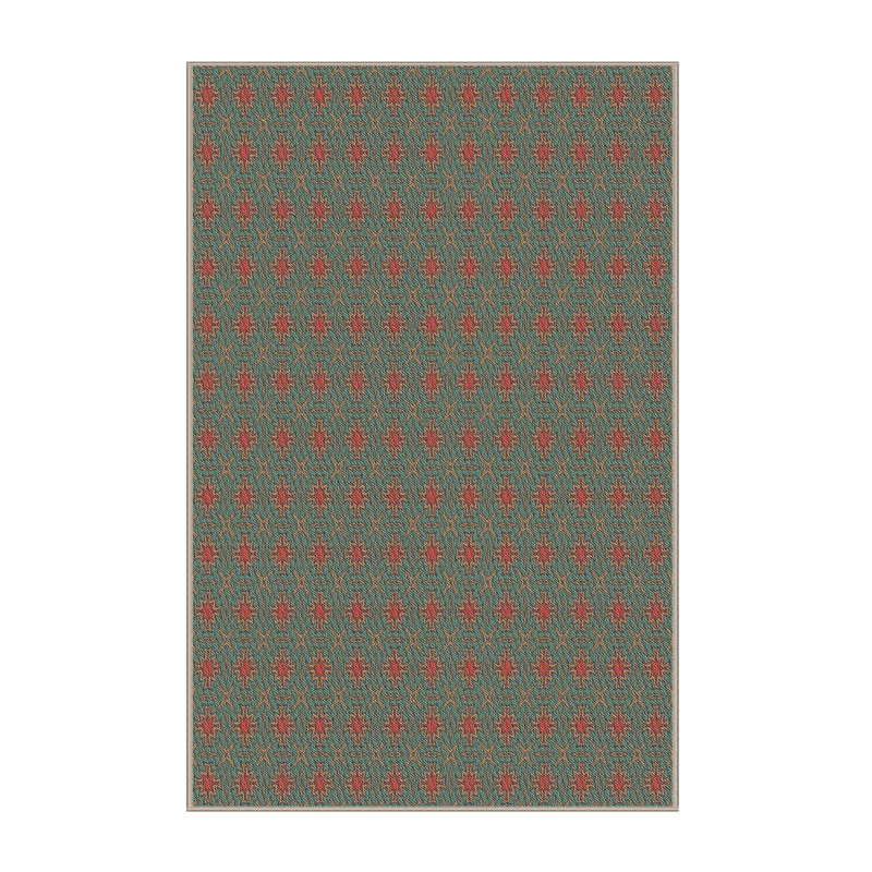 Tapis vert/orange à motifs Nergizli, Rectangle 2 pi x 4 pi
