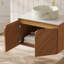 Meuble-lavabo et lavabo de salle de bain 24 po RUBEN, armoire de rangement flottante en contreplaqué, portes doubles en sergé avec garniture en métal, lavabo rond en céramique blanche à motif de pierre mat et plateau en pierre frittée, grain de bois de chêne brun (nouveau SKU)