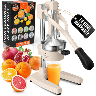 Zulay Kitchen Cast Iron Juicer - Heavy Duty Manual Juicer With Detachable Strainers For Easy Cleaning, Orange Juice Press For Citrus Fruits, Perfect For Bartenders, Juice Lovers & Health Enthusiasts