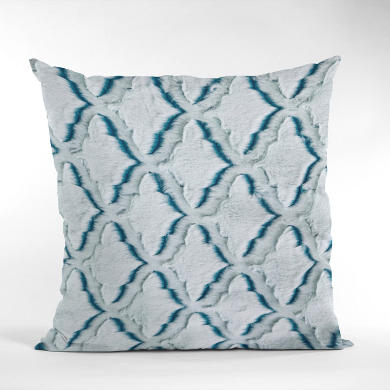 Animal Print Reversible Throw Pillow, Ikat, 22" x 22", Light Blue