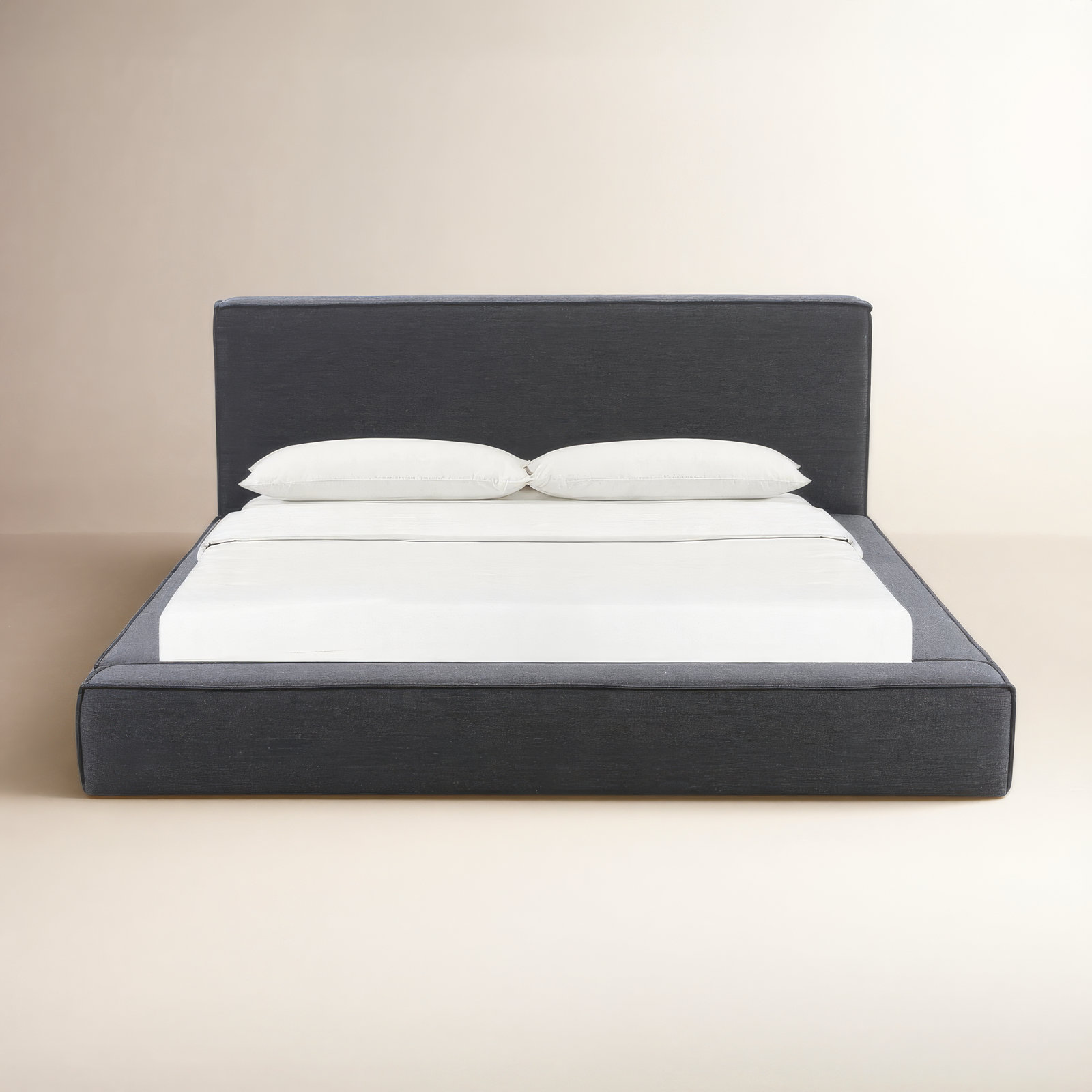 Corda Linen Upholstered Bed, Queen, Black