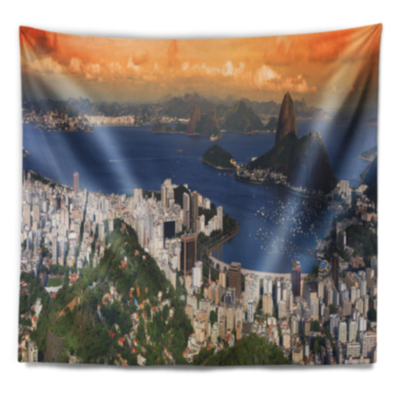 Tapisserie panorama avec accessoires suspendus en polyester rio landscape inclus, H 32 po x l 39 po