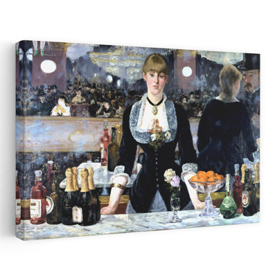Bar At The Folies Bergeres Classic Contemporary Wall Art Print by Edouard Manet - Wrapped Canvas Print