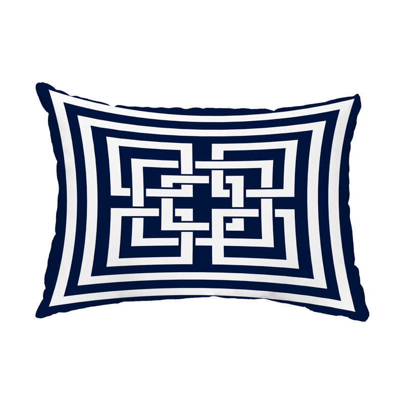 Housse et insert pour oreiller rectangulaire d'extérieur Greek New Key, Bleu marine