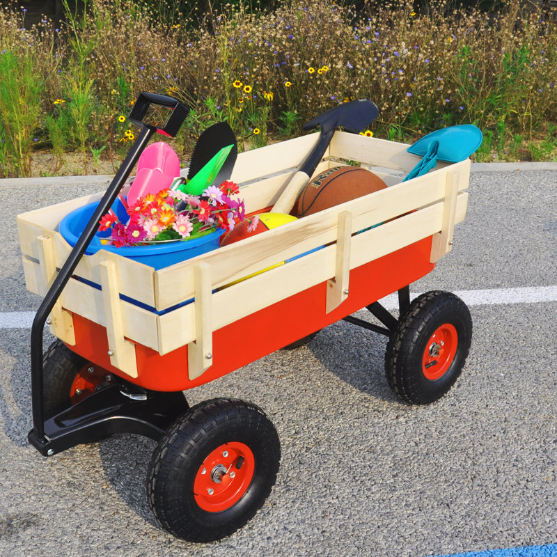 Wood Railing Wagon Tailgating Game, Red