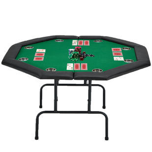 Table de poker de jeu avec porte-gobelet en acier inoxydable, table de loisirs de casino, table de poker Texas Hold''em pour 8 joueurs avec pattes, feutre