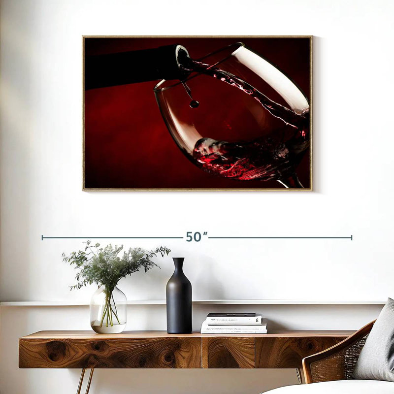 Verre à vin, Cadre flottant en bois naturel, 37 po x 25 po