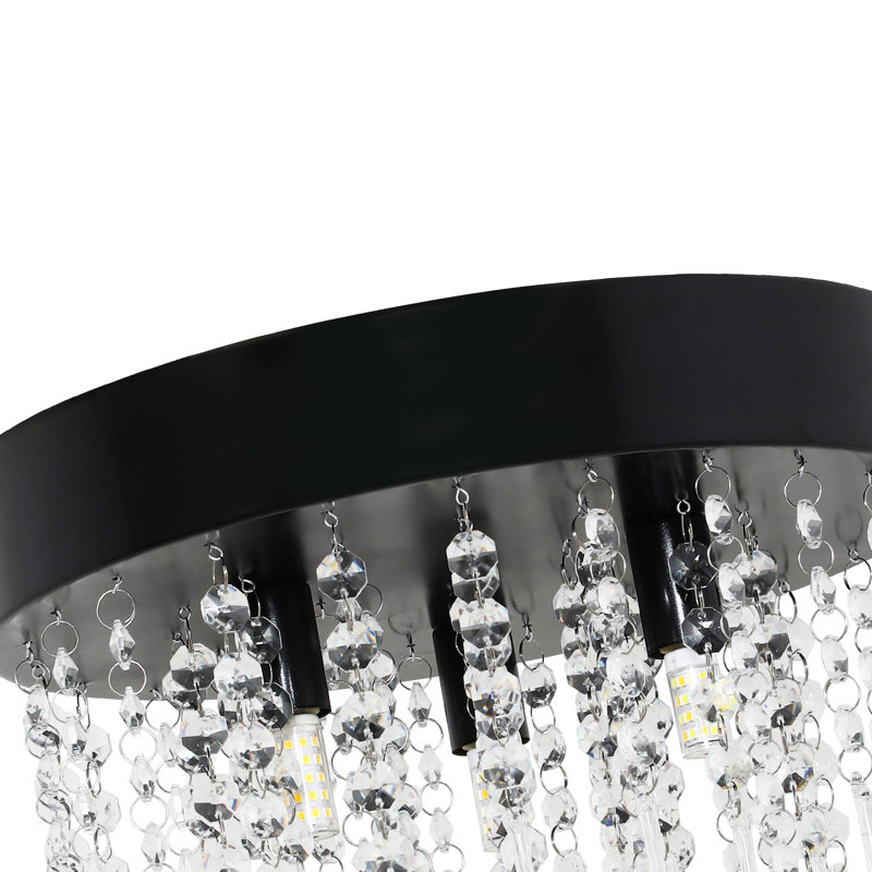 Keantay 11.81" Modern Flush Mount Crystal Ceiling Light, Black