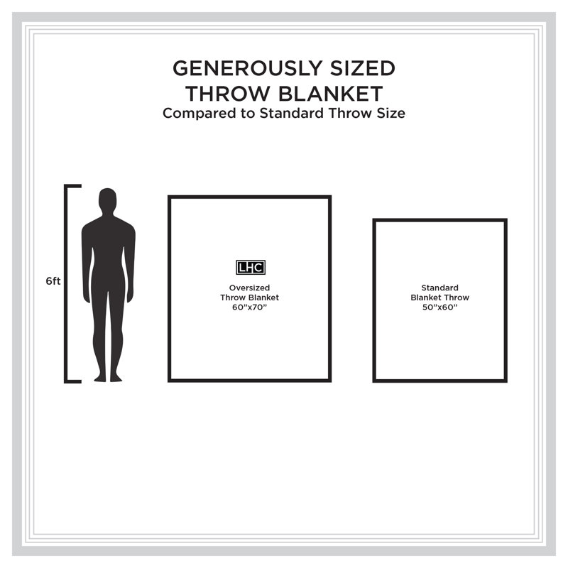 LHC Oversized Soft Throw Blanket - Fluffy Cashmere-Like Throw with Stylish Vintage Design, Gray/Black