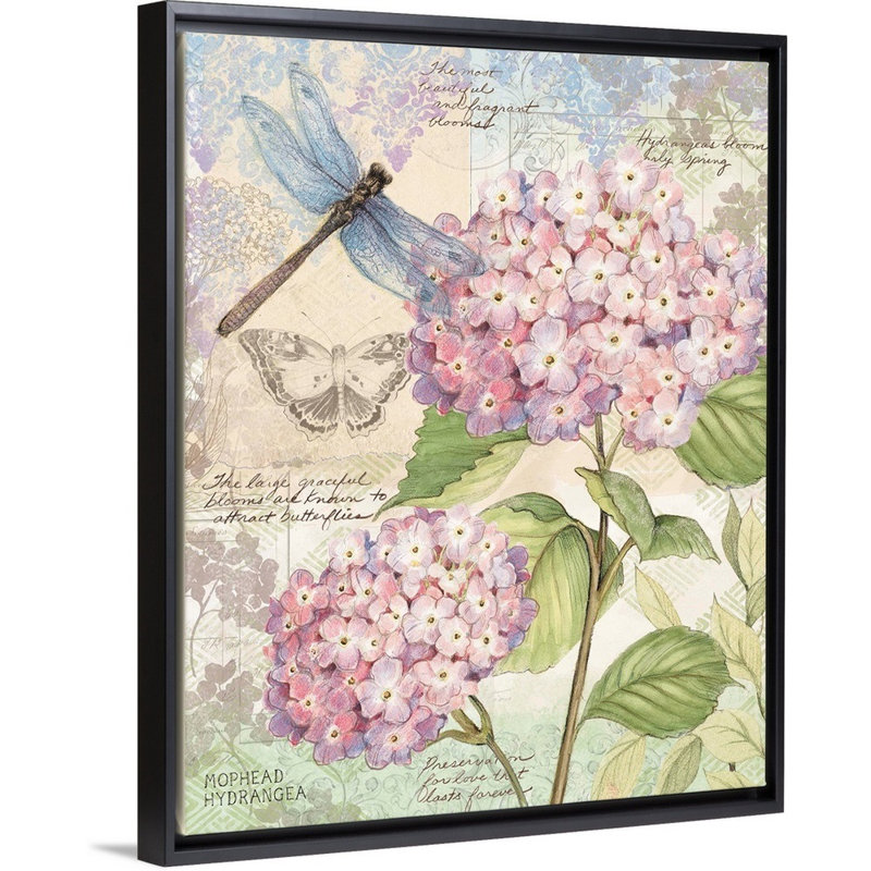 Art sur toile rose, hortensia rose, Toile avec cadre noir, H 30 po x l 24 po x P 1,75 po