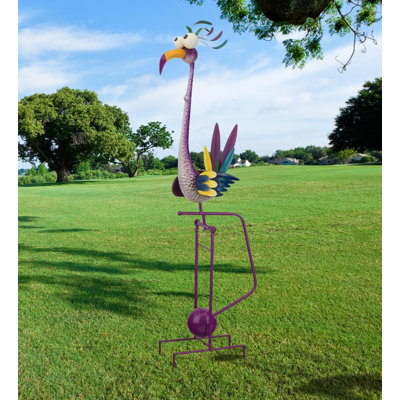 48" Metal Goofy Rocker Garden Stake with Colourful Hand Painted Finish and Balanced Wind Motion Feature