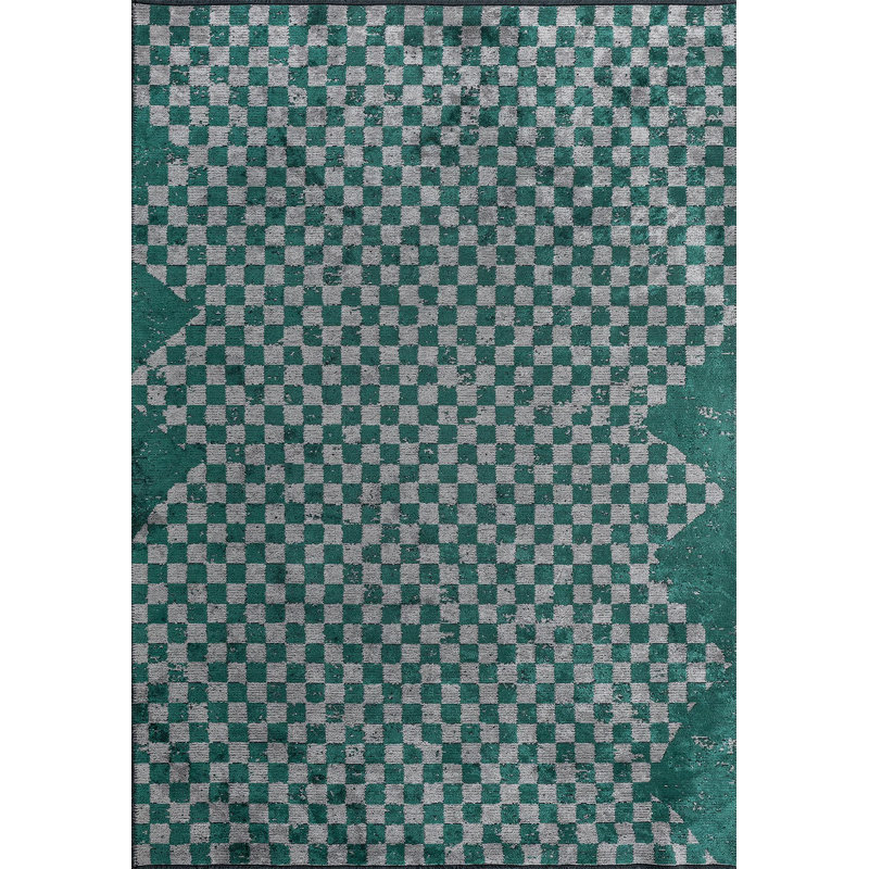 Moderniste abstrait à carreaux, Rectangle 6 pi 7 po x 8 pi 3 po