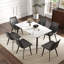 Modern Artificial Stone Straight Edge Black Metal Leg Dining Table-Can Accommodate 6 People(Dining Table Only)-1414104134-1414104135