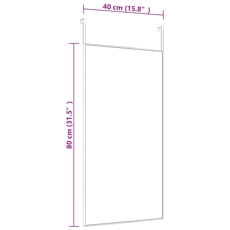 Jerl Metal;Glass Flat Wall Mirror, Black, 80cm H x 40cm W