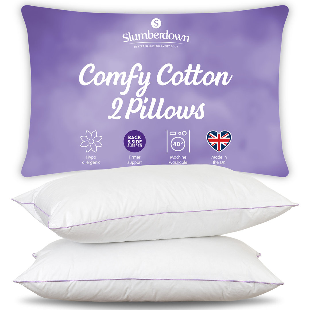 Slumberdown Comfy Cotton Pillows White Size 2 Pack - Image 3