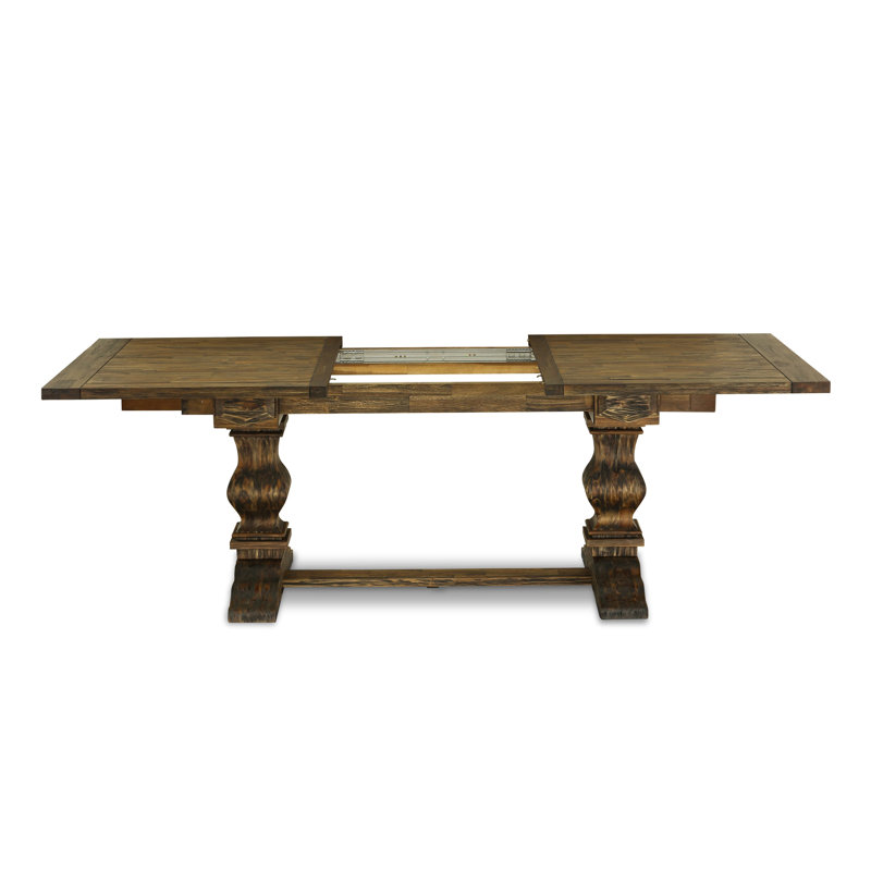 Ensemble de salle à manger 9 pièces comprenant une table de cuisine rectangulaire avec rallonge amovible et 8 chaises Parson, 107 x 234 cm, style jacobéen vieilli