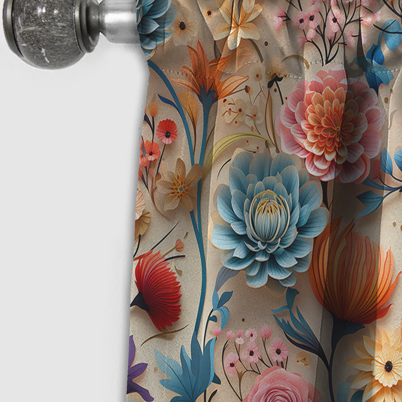 Motif botanique pastel arc-en-ciel II - Rideau floral - Rideau occultant floral - 1 panneau, L 52 po x L 90 po