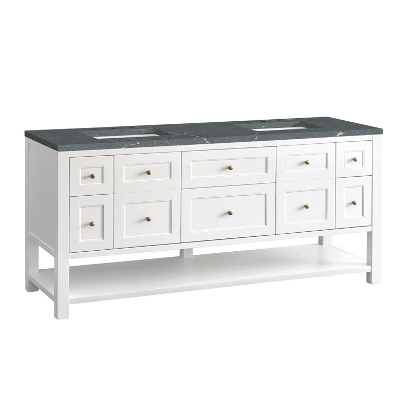 Breckenridge 72'' W Double Vanity, Parisien Bleu, Bright White, 8" Widespread
