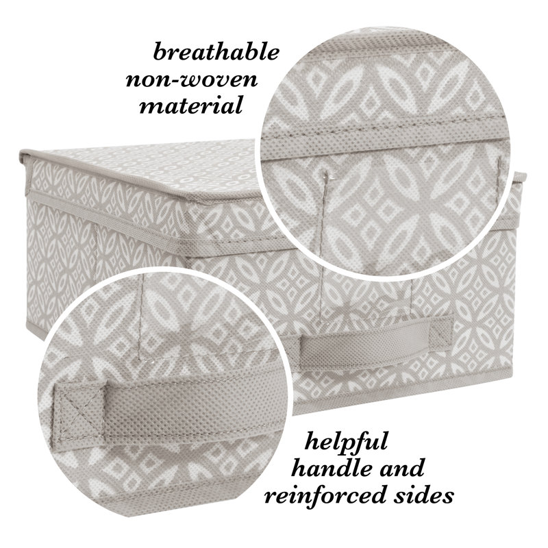 Simplify Medium Gray Boho Print Fabric Storage Box