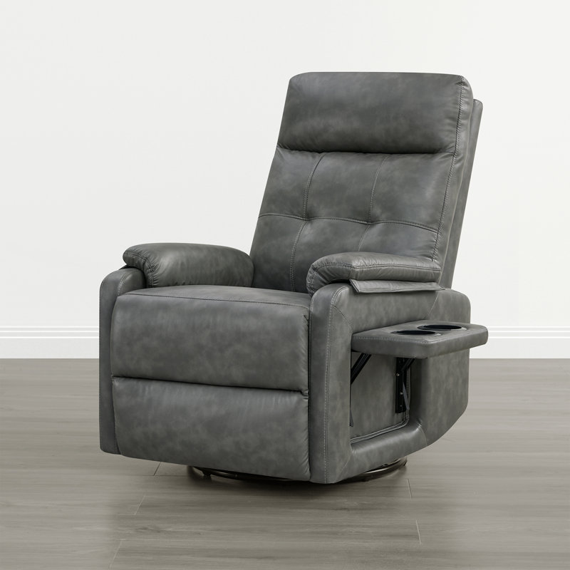 Chaise pivotante manuelle de 25,2 po avec pochette de rangement, plateau rabattable et porte-gobelets doubles