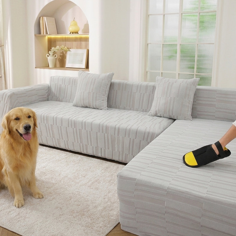 Housses pour canapé modulaires à texture rectangulaire - Protecteur durable et extensible pour canapé en forme de L, cadeaux gratuits inclus
