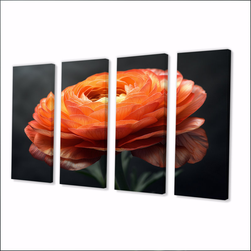 «Orange» et «Ranunculus Bloom II» - ensemble de reproductions d'art mural orange et noir, H 32 po x l 64 po