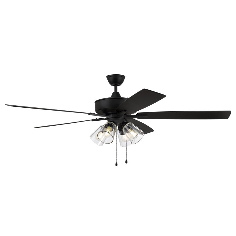 Super Pro 104 Clear 4 Light Kit 60'' Ceiling Fan with Light Kit, Flat Black