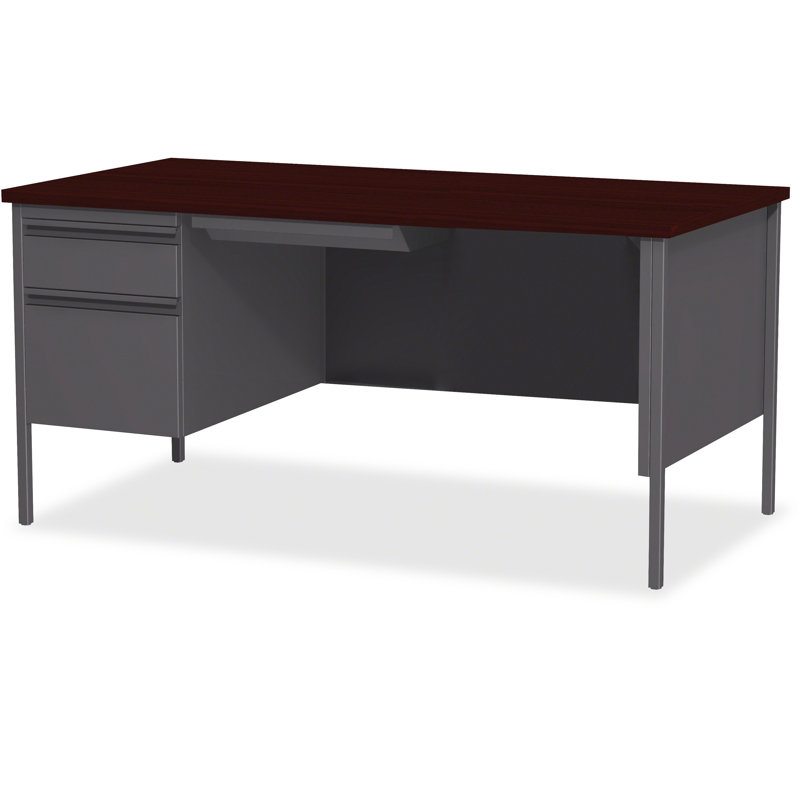 Pabel Metal Base Writing Desk, Mahogany