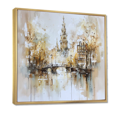 Watercolor Amsterdam Soft Dreamy Architecture I - Amsterdam Wall Art Living Room